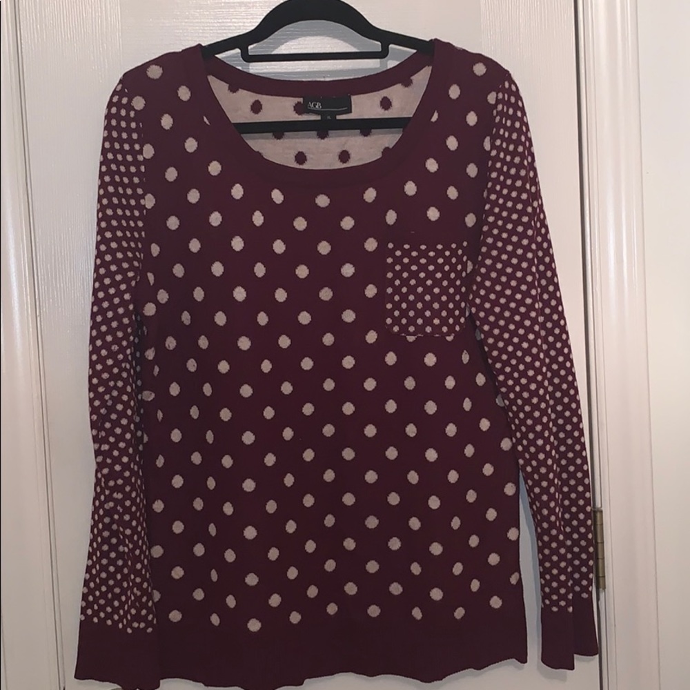Burgundy polka dot sweater